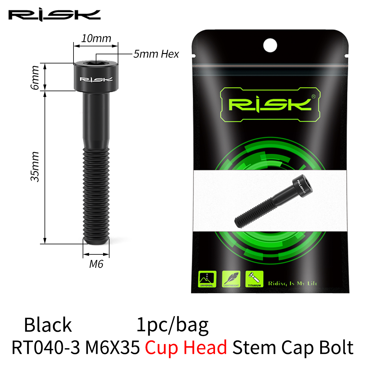 RISK 1PCS M6x30 M6x35 M6x40 M6x50mm Bicycle Headset Bolts Titanium Stem Cap Screws for Mountain MTB Road Bike M6*30/35/40/50mm: VIOLET/紫罗兰