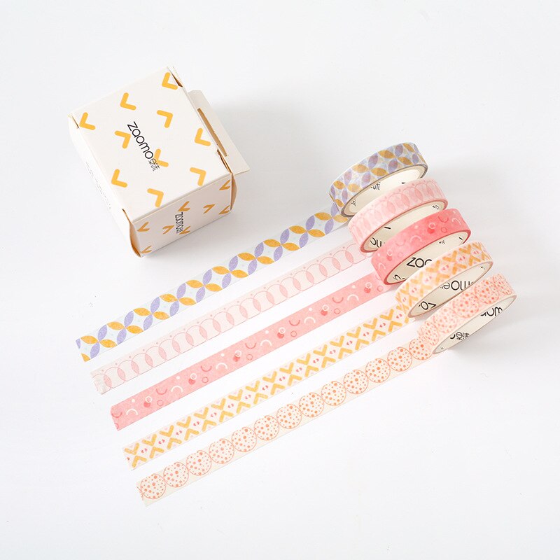 Valiosopa 5Pcs Basic Kleur Papier Washi Tape Set 10Mm Kant Streep Grid Zwart Grijs Lijm Afplakband Decoratie stickers A6634: Rabbit