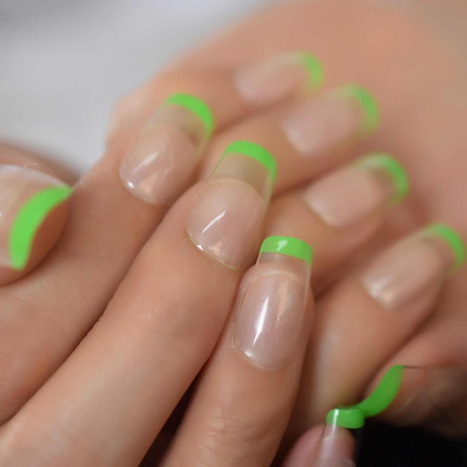 Faux-ongles de couleur verte claire, France, , pointe moyenne, bâton carré, couverture complète, fournitures pour professionnels: L5885