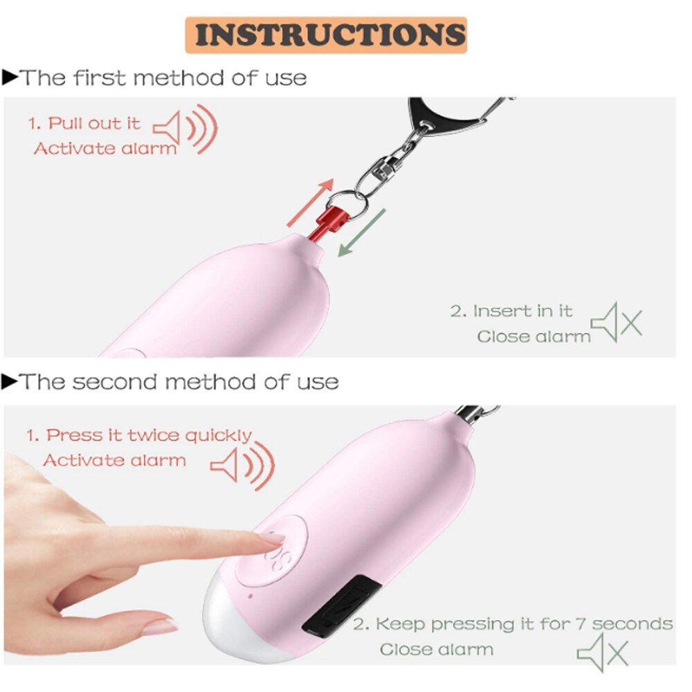 La Sécurité Alarme D'autodéfense Sirène-Portable pour Les Femmes w/SOS LUMIÈRE LED & mousqueton Aide des Aînés Et enfants Appel D'urgence