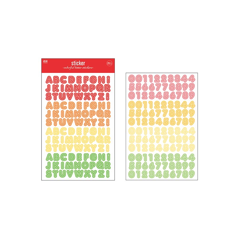 2Sheets Cute Color Letter Stickers Ribbon Alphabet Sticker Kawaii Scrapbooking Photo Album Planner Decoration Korean Stationery: 1