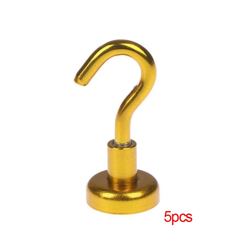 5pcs Stainless Steel Magnetic Hooks Powerful Hook Magnet Holder Hook Holder Tool Wall Suction Support Magnetic 10kg Hardwar Q3D2: Gold