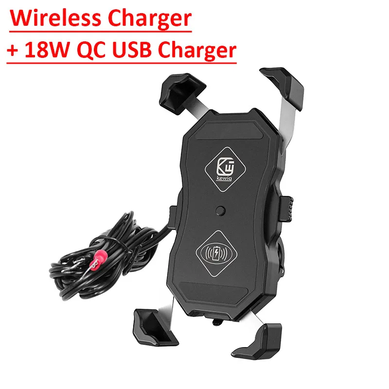 Motorcycle Phone Holder Fast Wireless Charging Quick USB Charger Moto Motorbike Mirror Stand Support Cellphone Handlebar Mount: Yellow