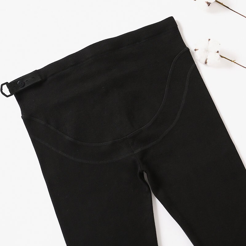 Höst vinter smal gravid legging mage legging för gravida kvinnor graviditet pennbyxor bomull: Svart / Xl