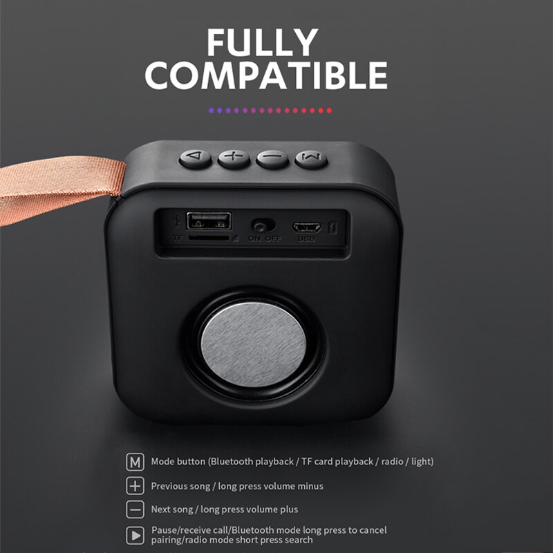 T5 Mini Speakers Portable Bluetooth Speaker Wireless Sound Box Outdoor Bass Stereo Fm Radio Met Tf Card