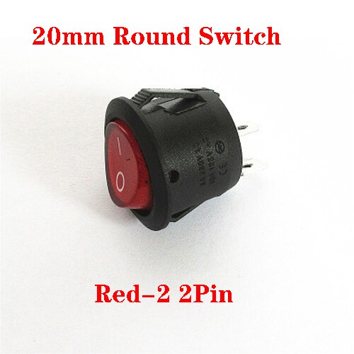 20Pcs 20mm ON-OFF Round Rocker Toggle Switch 6A/250VAC 10A 125VAC 2 Pin Plastic Push Button Switch Red Black White: Red-2