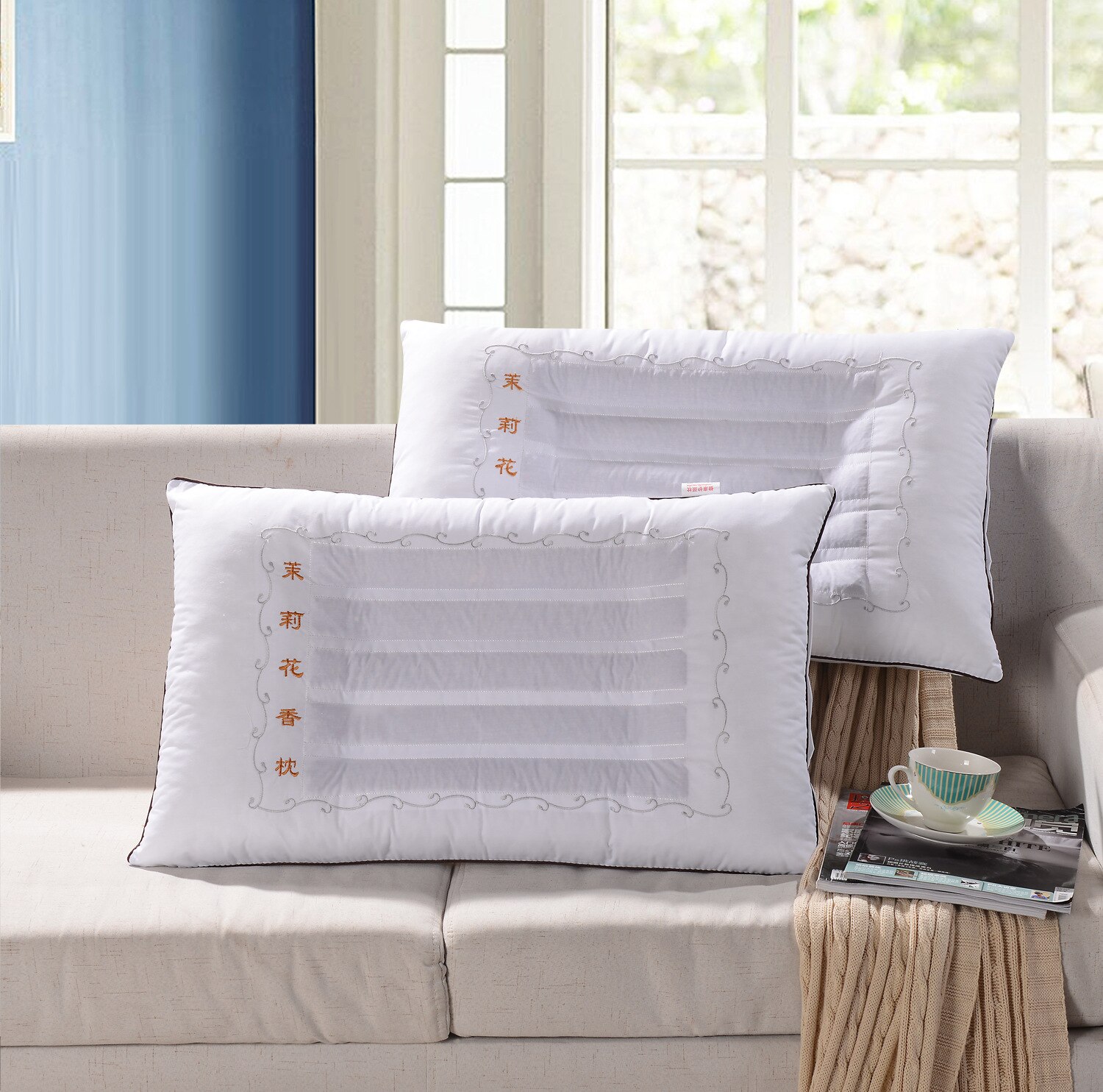 Almohada ortopédica para dormir, almohadas de alforfón Core lavanda, cama larga, almohada para dormir para el cuello, cervicales, buena salud, 1 unidad