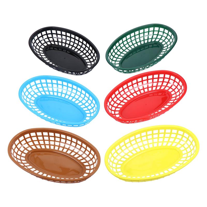6 stk plastfat ovale matkurver til pommes frites burgere hundekake hamburger piknik tallerken restaurant forsyning (tilfeldig farge)