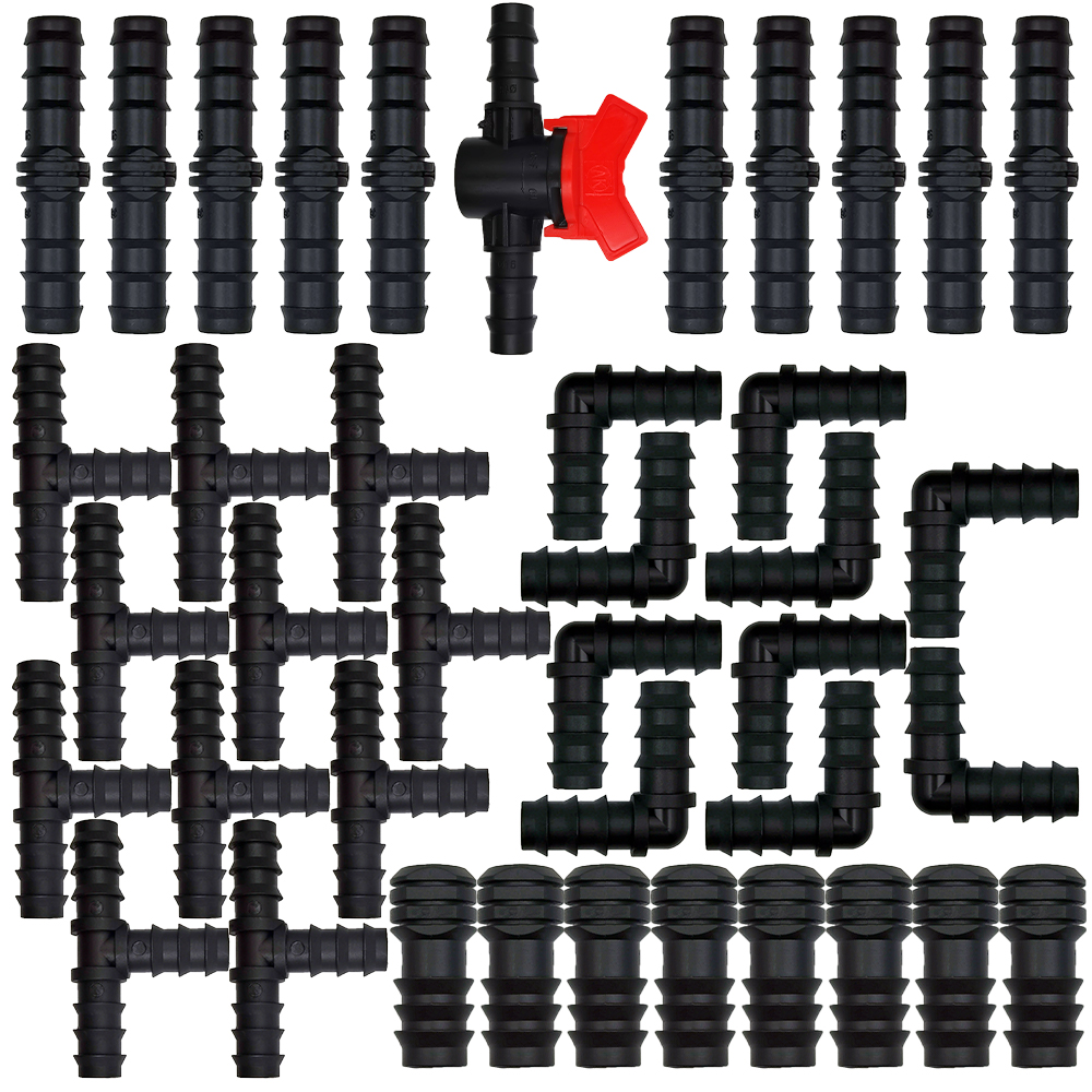 34 Pz 1/2 "kit di Raccordi per Irrigazione a Goccia Dritto tee Gomito Spina per 1/2 Pollici 16mm Tubo di Irrigazione da Giardino Tubo Collegare