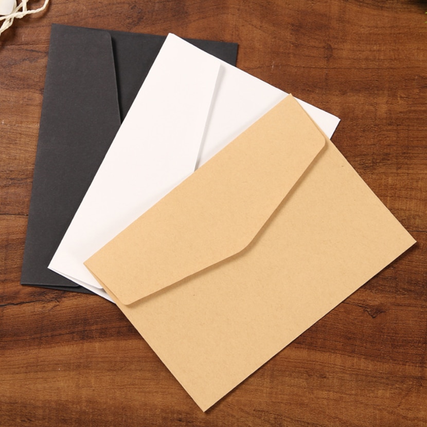 10/20Pcs Klassieke Papieren Enveloppen Wit Zwart Kraft Blanco Papier Venster Enveloppen Huwelijksuitnodiging Envelop Cadeau Envelop