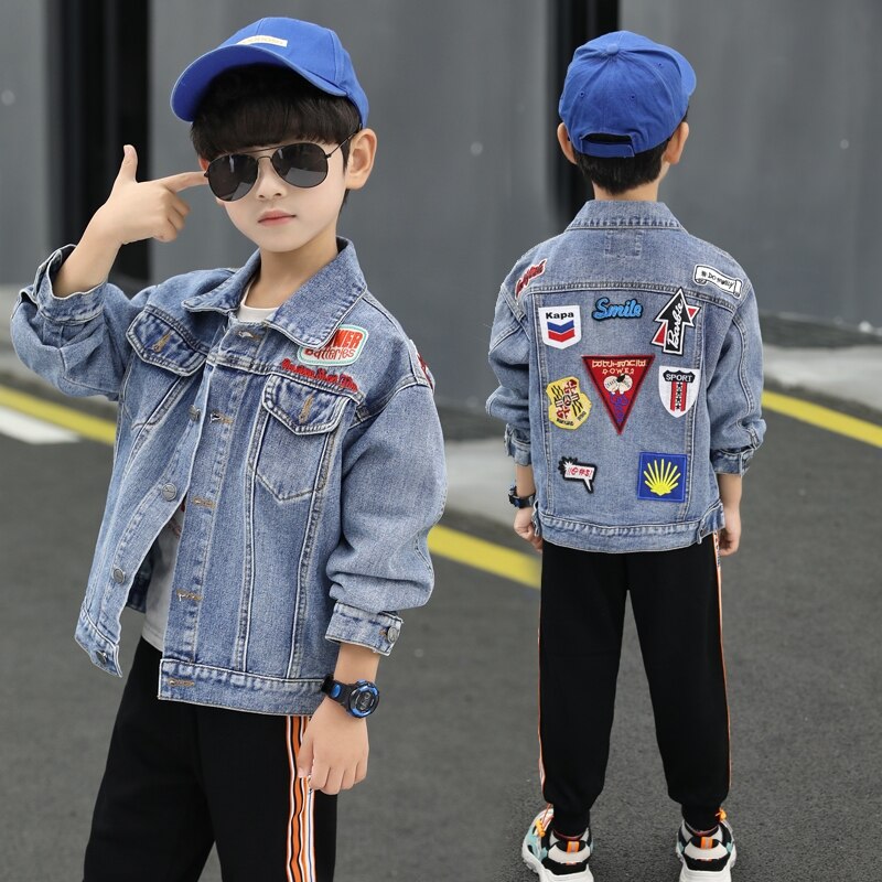 Chaquetas de denim para muchachos nueva primavera lavado abrigo para bebés otoño manga larga casual ropa niños tops 4 a 14 años