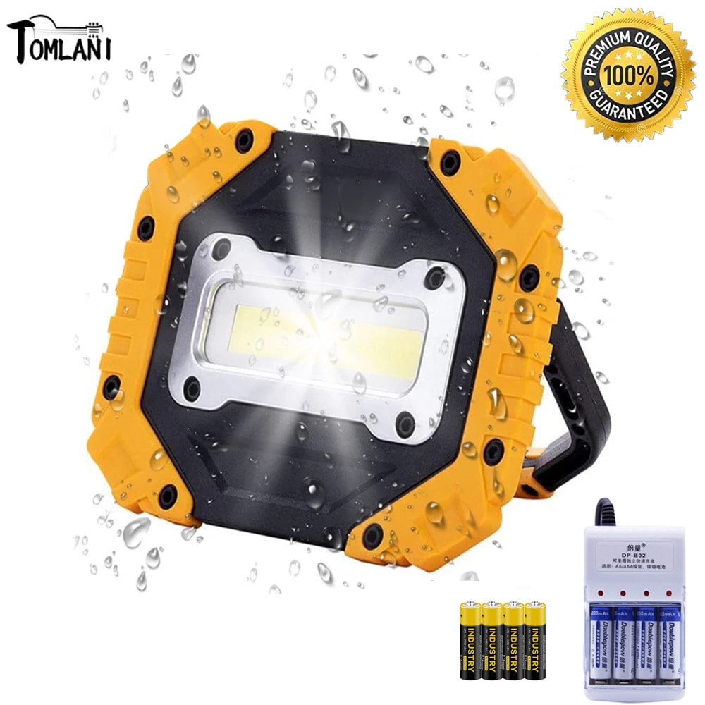 100W Led Work Light 180 Degrees Adjustable Super Bright Waterproof Lanterns Spotlight for Outdoor Repairing Camping Uses 4AA