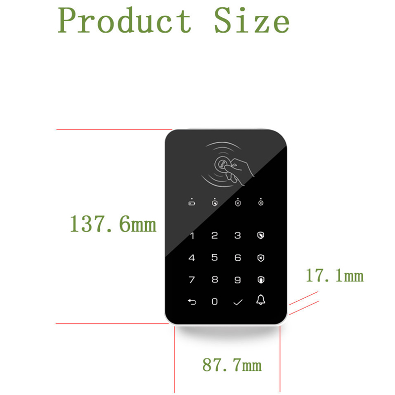 KONLEN Wireless Keypad RFID 433mhz Arm Disarm with Password For H25 H26 Home Security WIFI 2G 4G GSM Alarm System
