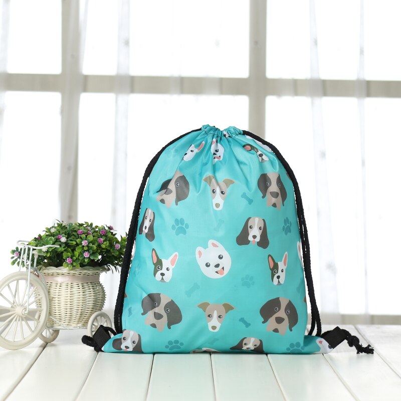 Trekkoordrugzak dames 3d print reistas softback heren casual tassen unisex dames schoudertas trekkoord kat