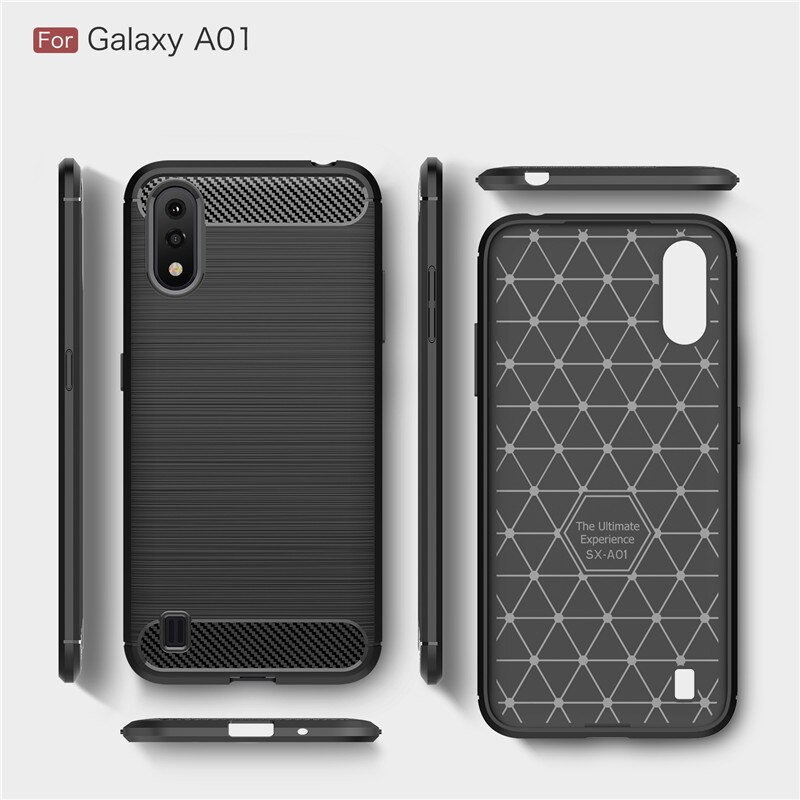 Voor Samsung Galaxy A01 Case Voor Samsung A01 Bumper Zacht Carbon Fiber Back Cover Voor Samsung Galaxy A01 Telefoon Gevallen 5.7''