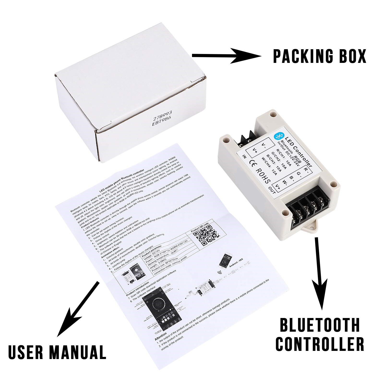 Bluetooth/RGB/RGBW led controlador BT inalámbrico para IOS/Android de tira Led Bluetooth 4,0 DC 12 V/24 V 24A
