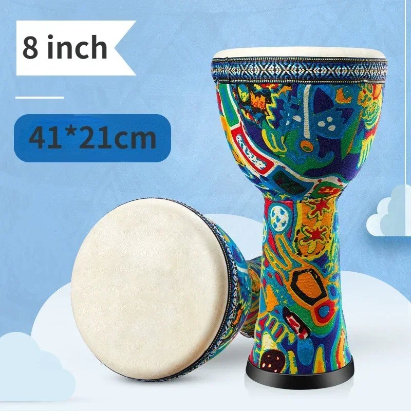 Tambour africain 8 pouces tambour djembé africain sculpté à la main en bois massif peau de chèvre Instrument de musique africain traditionnel: Rose