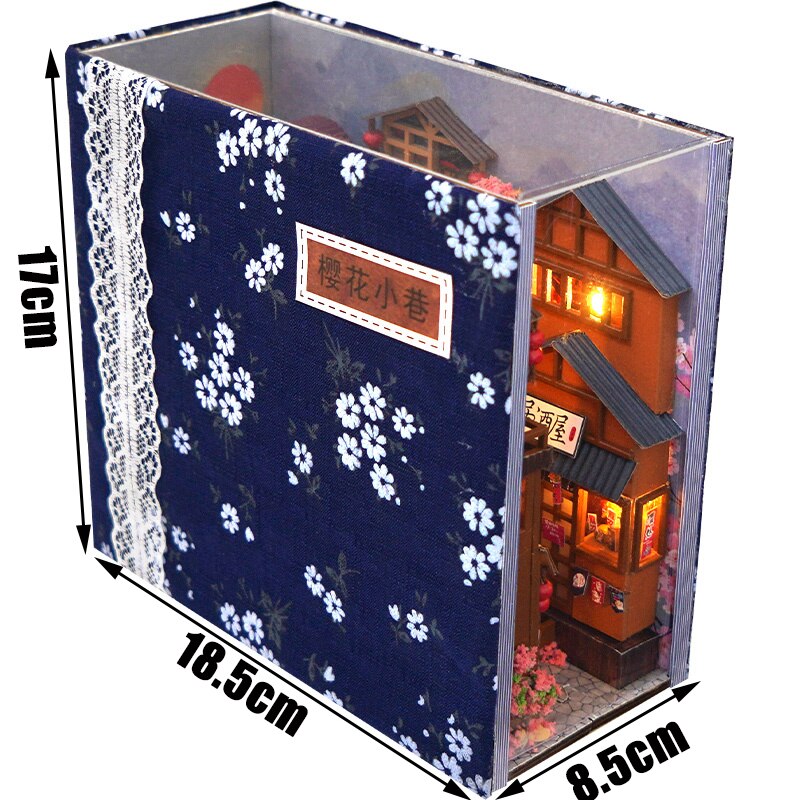 Kits de inserción de estante para rincón de libros, casa de muñecas en miniatura con muebles, caja para habitación, sujetalibros de flores de cerezo, tienda japonesa, juguetes,