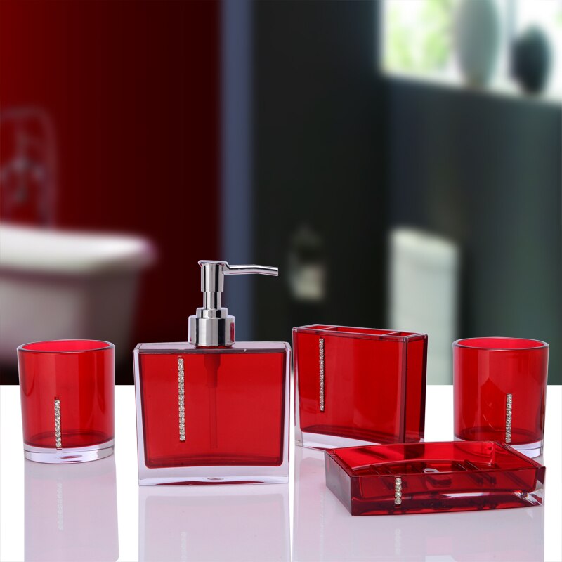 Akryl fem stykker sett dårlig vaske sett baderomsutstyr diamant kopp børste elskere såpeskål tannbørsteholder