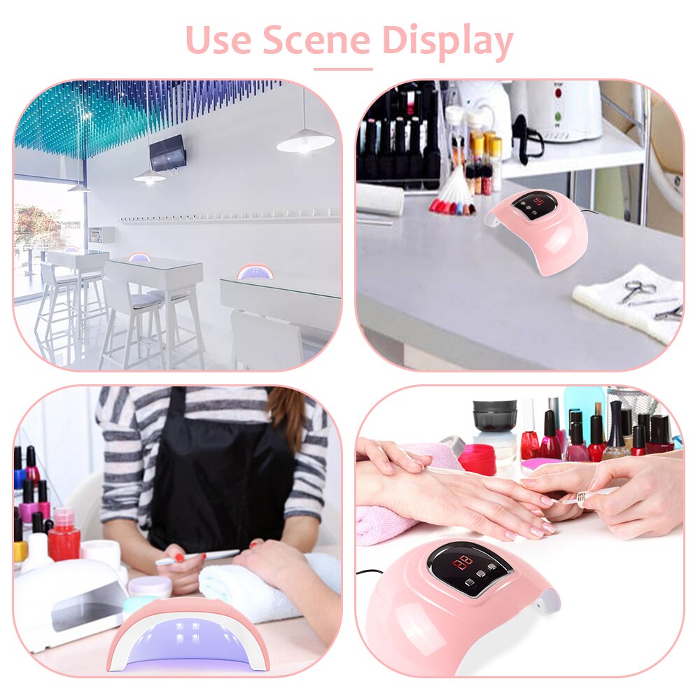 54w uv neglelampe negletørrer negle gel tørrer led hærdningsmaskine fingernegle tånegle gel hærdende nail art maskine nail art værktøj