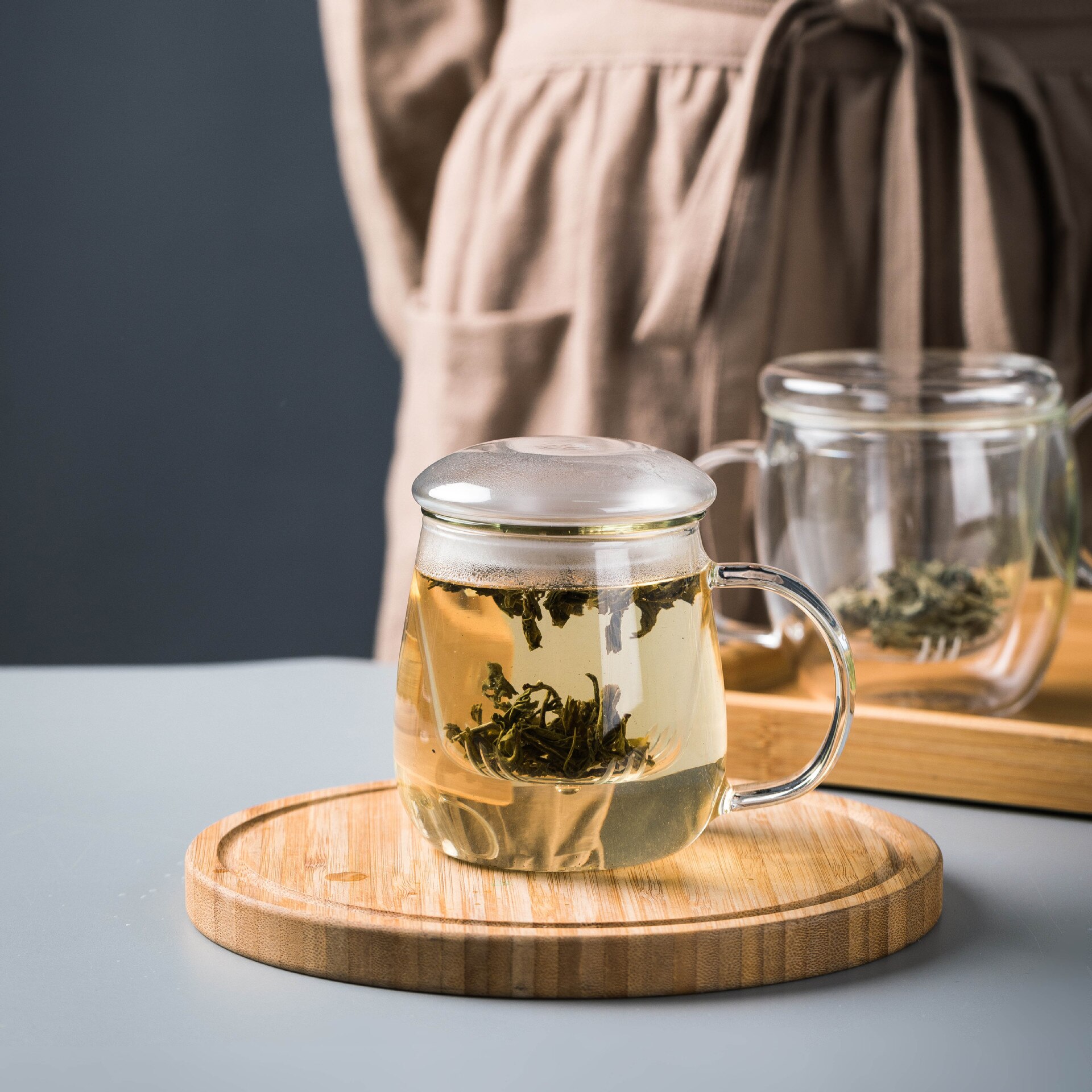 Vaso de té de vidrio de borosilicato de 350 ml/500 ml para oficina, gafas de té de Kung Fu con infusor, taza de agua desmontable aislada