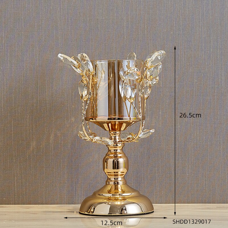 Gouden metalen europese stijl kaarsenhouder ornamenten prachtige en kaarsenhouder moderne huisdecoratie bruiloft decoratie: Hoogte 26.5cm