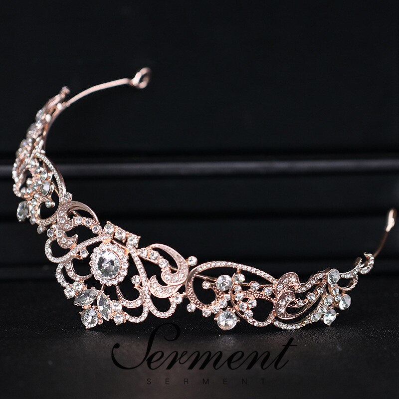 Serment prinsesse bryllup brudepige tiara krone piger krystal zirkon smykker hår tilbehør brud fødselsdag krone