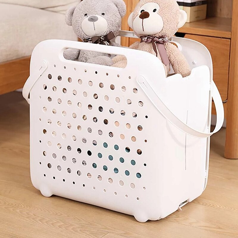 Folding Flexible Plastic Laundry Washing Basket with Handles Bin Wall-Mounted Clothes Storage Hamper Organizer