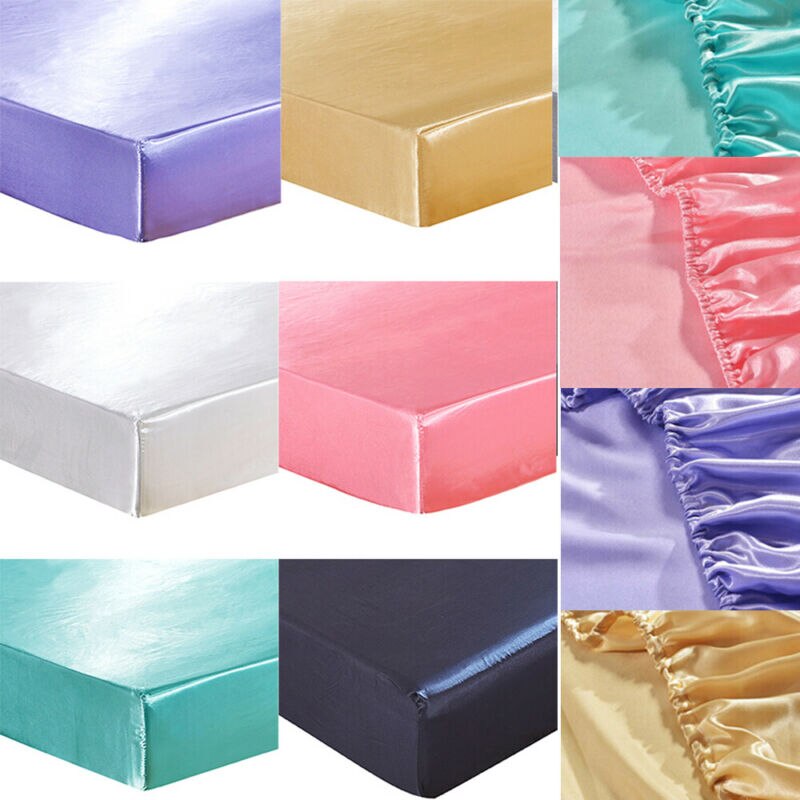 Sateng silke tilpasset laken på elastisk ensfarget madrassbeskytter laken på elastisk bånd drap house de matela queen king