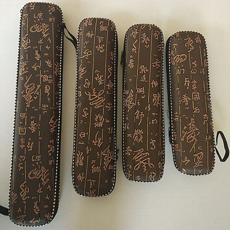 Ancien personnage chinois boîtier de flûte traversière 2 sections bambou flauta sac anti-lutte boîte dure bois instrument Dizi accessoires