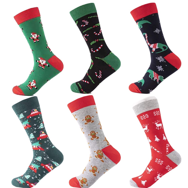 Winter Christmas Socks Warm Breathable Cotton Socks With Pattern Funny Cartoon Socks Christmas For Men