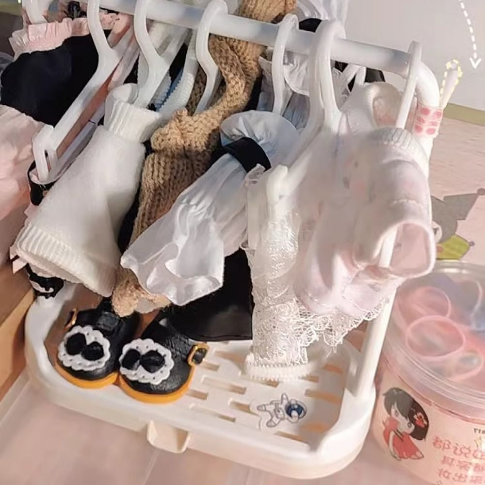 Perchero blanco para ropa de muñecas, accesorios para muñecas, casa de juego, Mini organizador de tela, accesorios para fotos, perchas para muñecas en miniatura de juguete