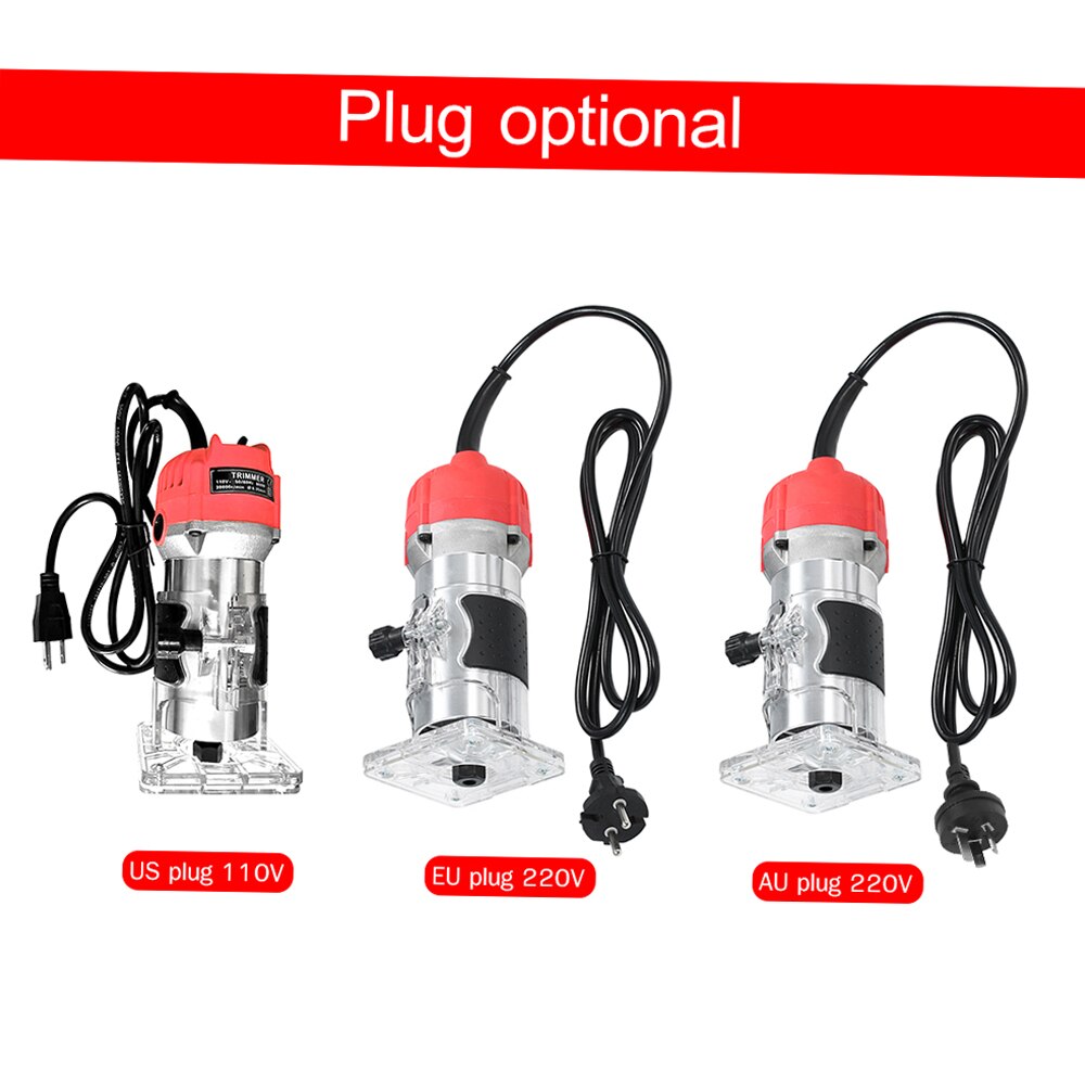 800W Woodworking Electric Trimmer Machine Wood Milling Engraving Slotting Trimming Machine Engraving Carving Router Wood Tool