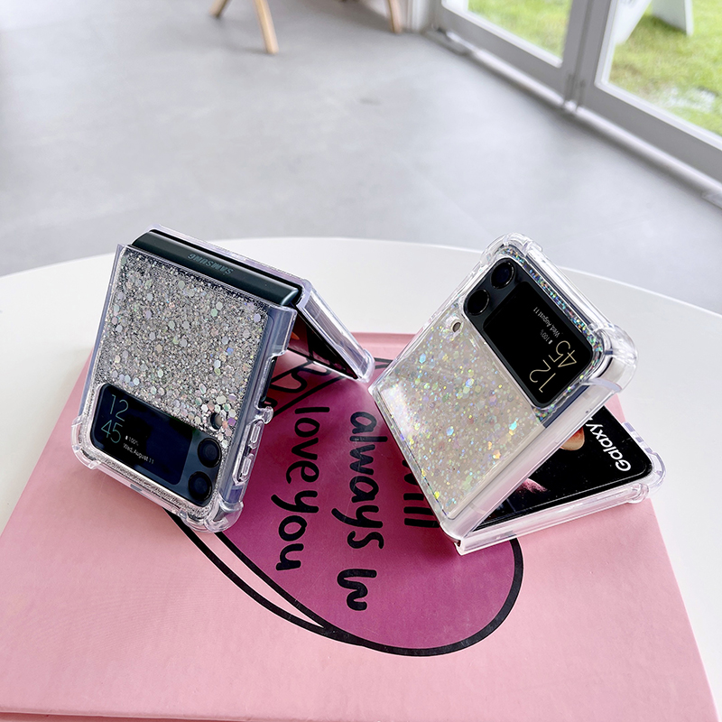 Funda de teléfono plegable con purpurina para Samsung Z Flip 6, 5, 4, 3, Galaxy Z Fold 6, 5, 4, 3, lentejuelas, cubierta suave a prueba de golpes