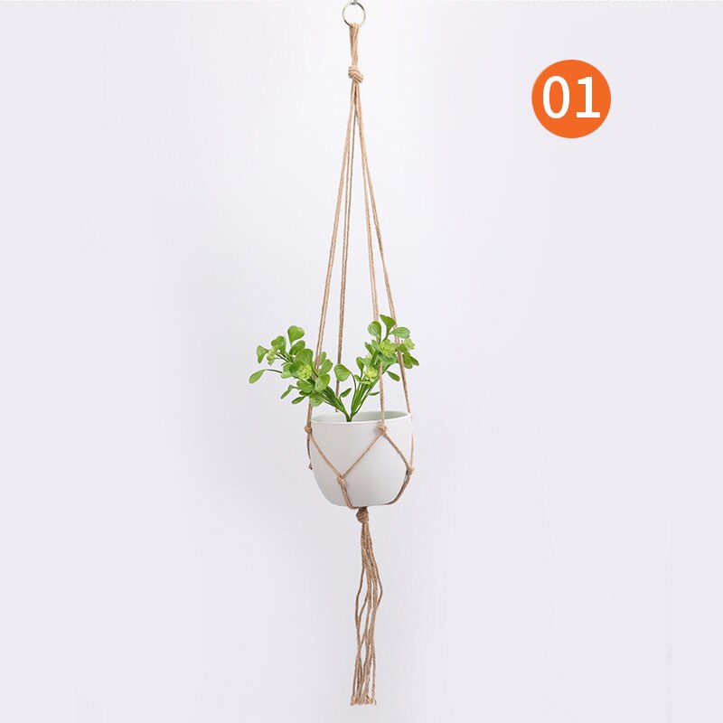 Pot Hanging Hemp Rope Macrame Plant Hanger Holder Flower Pot Hanging Basket Home Vertical Garden Decoration: 1