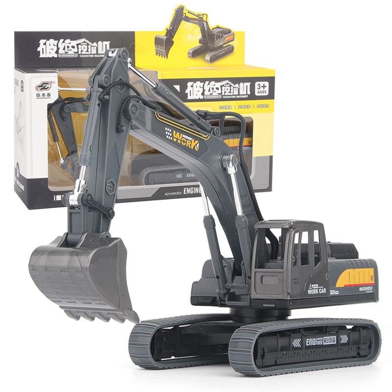 Inertia Excavator Model Engineering Vehicle Children Toy: Gray