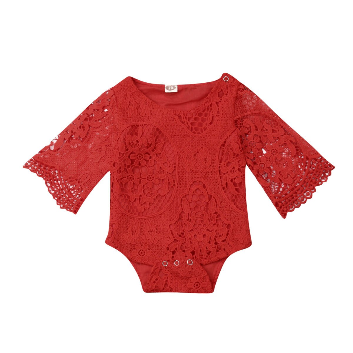 Sommer tumling baby pige bodysuits tøj blonde blomster bodysuit jumpsuit outfits 0-24m 3 farver: Rød / 24m