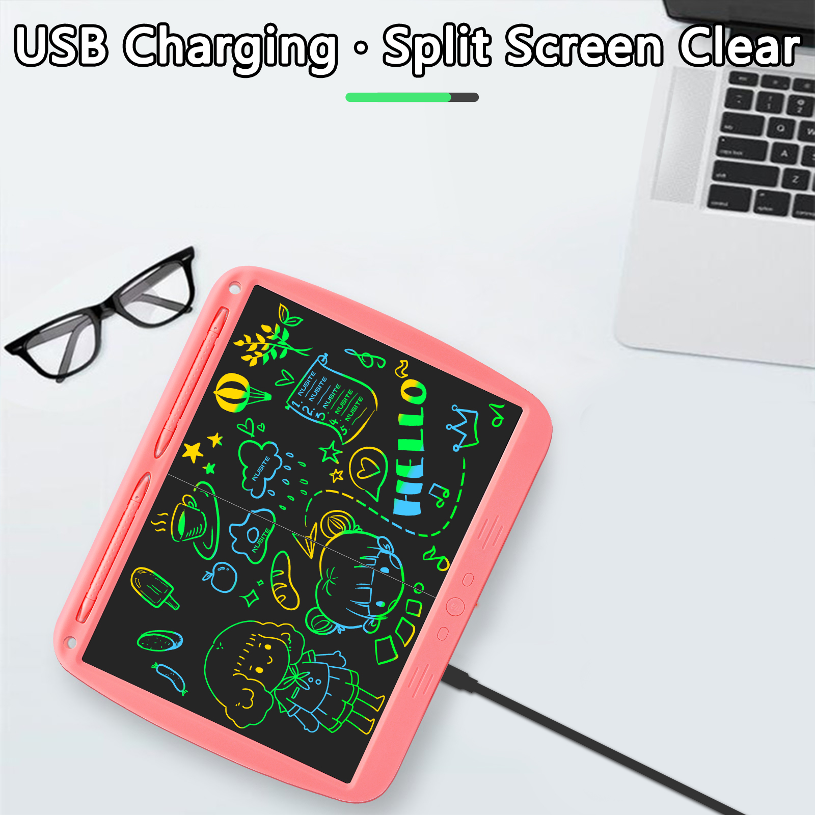 15 Inch Digital Drawing Tablet USB Rechargeable LCD Writing Tablet Reusable Electronic Graphics Board Children&#39;s Handwriting Pad