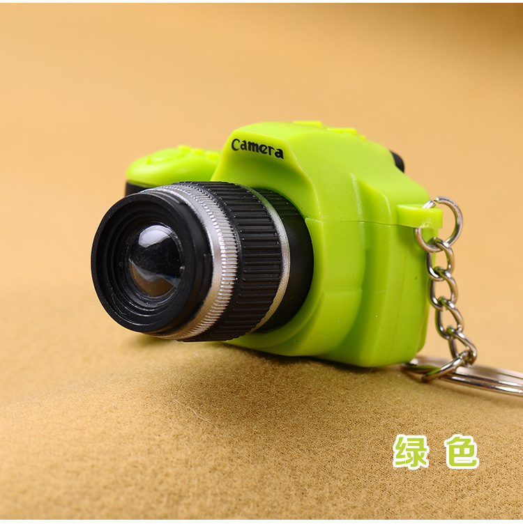 Led kameraer bil nøgleringe legetøj lyd glødende vedhæng dukke kameraer lyser op legetøj nøglering kamera: Grøn