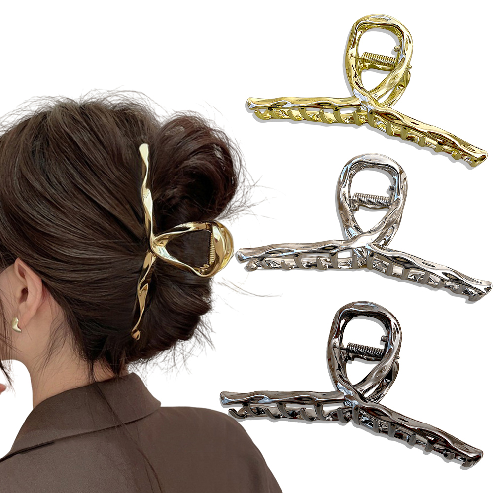 Simple Cross Women Claw Clips Metal Gold Silver Large Medium Shark Crab Clamps Hairgrip for Thick Thin Hair Accessories