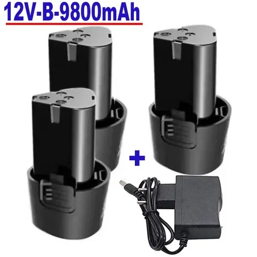 Destornillador eléctrico tipo B 100% Original, batería de carga universal, taladro eléctrico, batería de iones de litio, 12V, 9800mAh