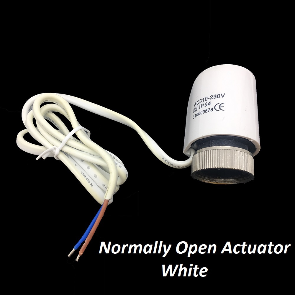 Hvidt normalt åbent elektrisk termisk aktuatorventilhoved til gaskedelrumtermostat