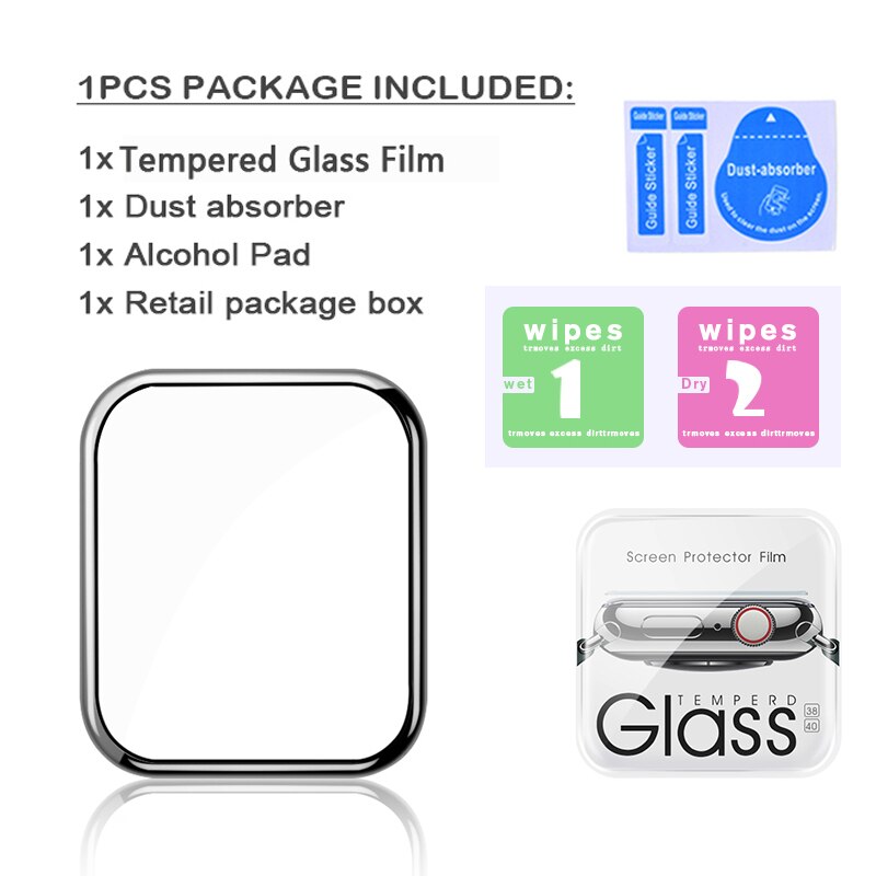 Suitable for apple watch screen protector, 38mm 40mm 42mm 44mm 3D fiberglass tempered film applies to iwatch 54321 Series