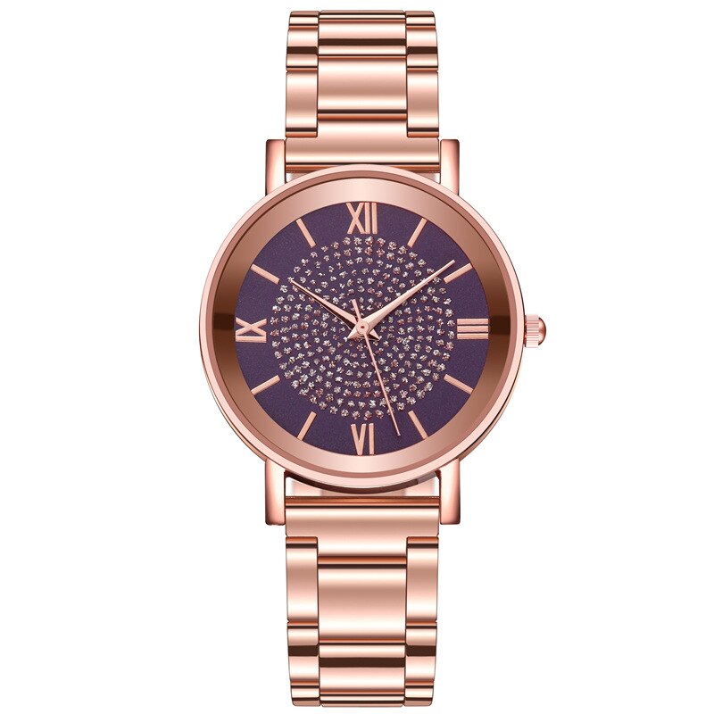 Vrouwen Horloges Luxe Strass Rose Goud Dames Horloges Vrouwen Armband Horloge Voor Vrouwelijke Klok Relogio Feminino: purple