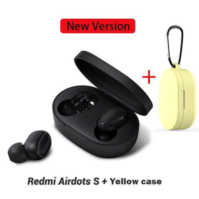 Redmi Xiaomi Airdots TWS Bluetooth Earphones Wireless 5.0 Bluetooth Earphone AI Control Gaming Headset With Mic Noise reduction: With Yellow case