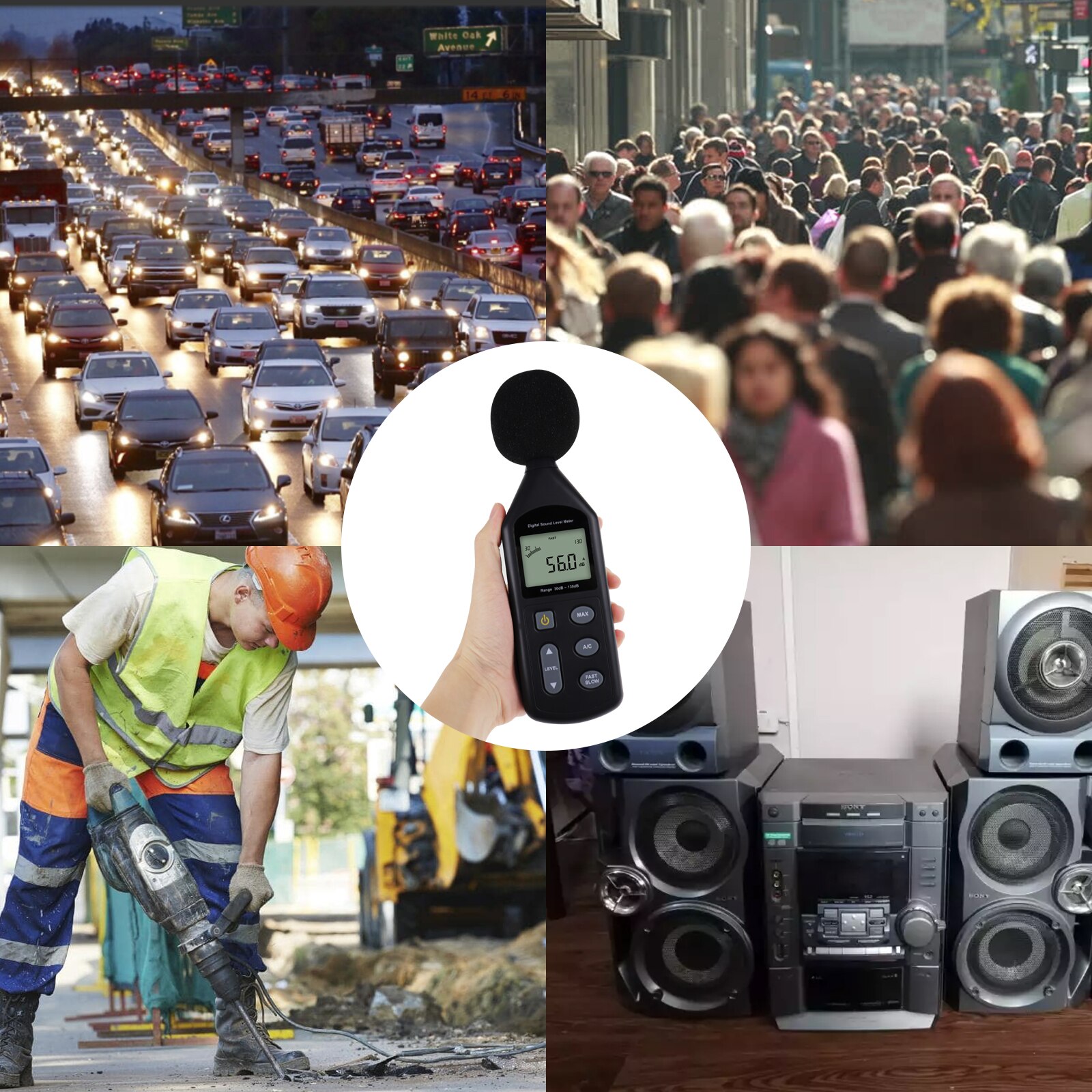 Sound Level Noise Audio Detector Meter Decibel Meter Logger A / C Frequency Weighting Tool Factory Pre-calibrated Instrument