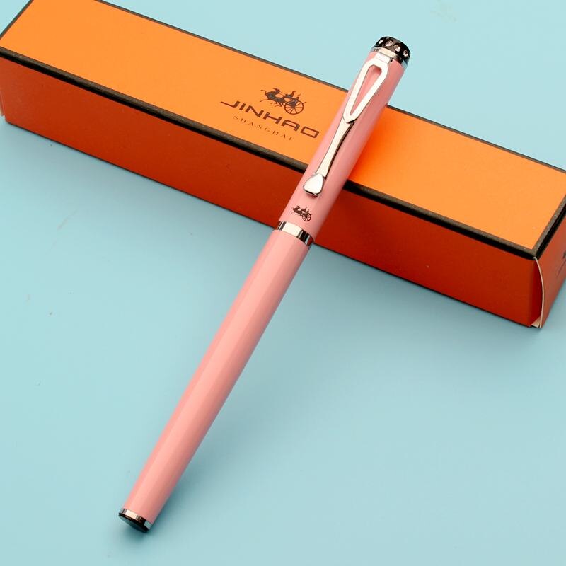 Jinhao 301 Glad Zwart Wit Extra Fine Nib 0.38 Vulpen Luxe Metalen Inkt Pennen Voor Kantoorbenodigdheden Schrijven briefpapier: Roze / Extra Fine Nib 0.38