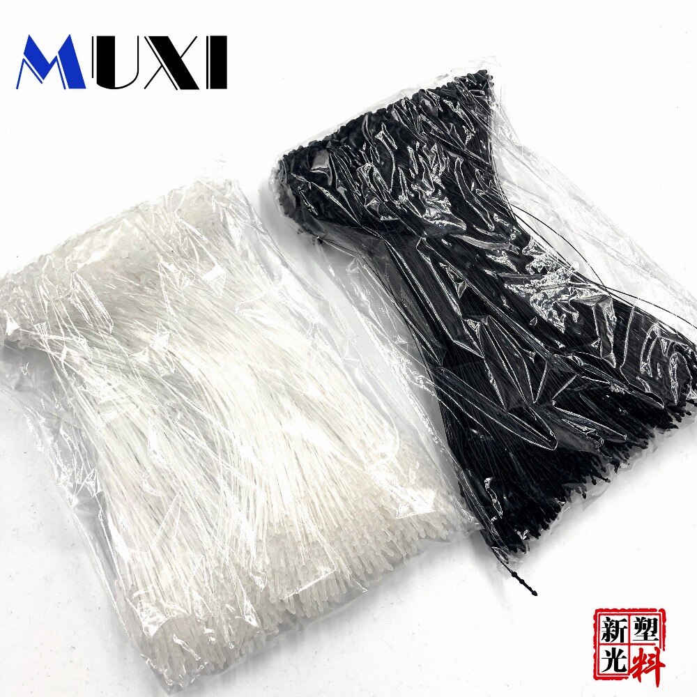 1000 stk/pakke tøjmærke 3 tommer 5 tommer 7 tommer hvid sort farve perlekæde nylon kabelbinder selvlåsende plast