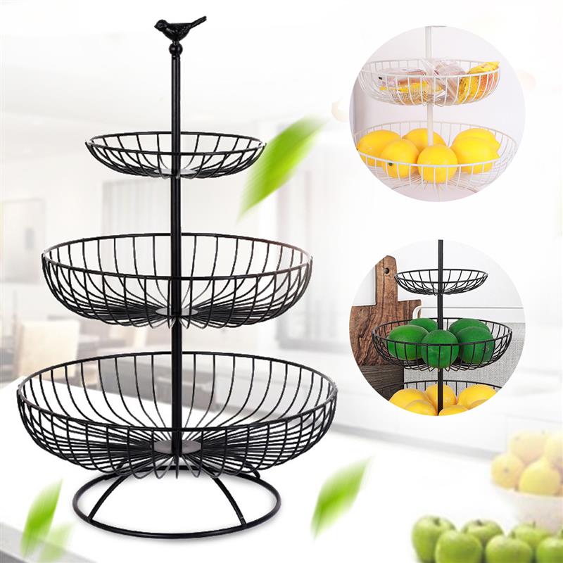 3 Tier Fruitmand Metalen Fruitschaal Tray Stand Opslag Mand Ronde Taart Opslag Plank Voor Opslaan Organizing Groenten Fruit