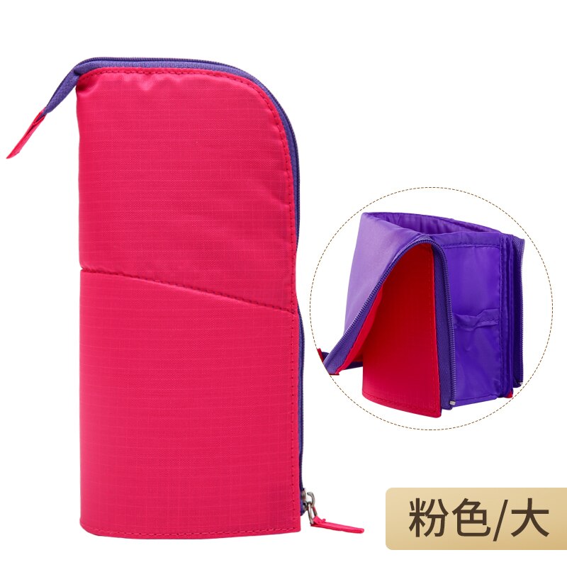 KOKUYO Multifunction High Capacity Deformable Pencil Case Simple Original Vertical Student Stationery Storage Pen Holder: L Pink